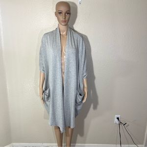 Beyond Yoga Origami Cardigan Long Cozy Fleece Wrap Grey Size M/L